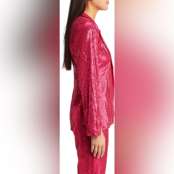Amy Lynn Plunge Neck Sequin Blazer Size Large - Picture 5 of 14